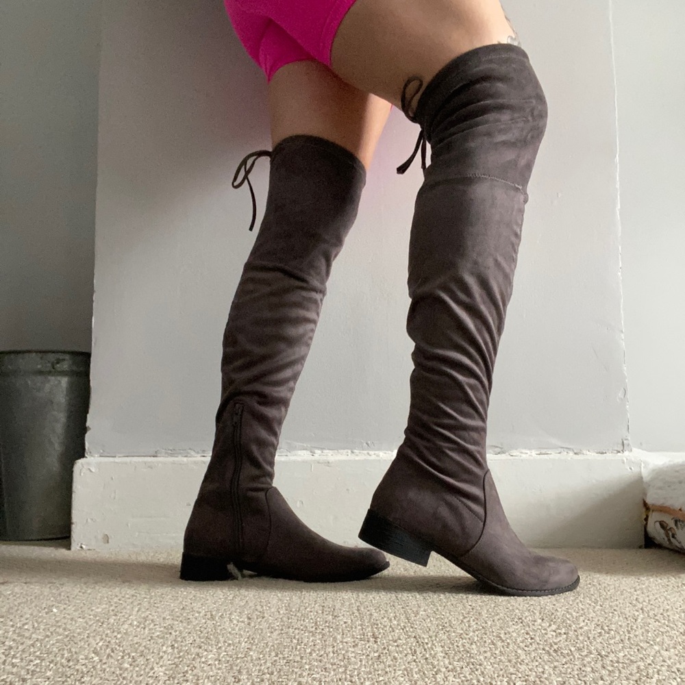 Gray Over the Knee Boots